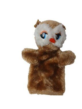 Vintage Mighty Star Owl Plush Hand Puppet Plastic Eyes Made in Korea #D-24